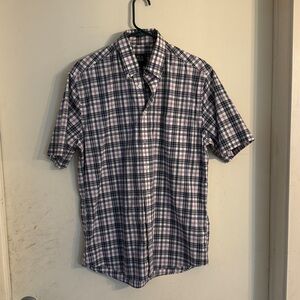 Jos. A. Bank Navy and White Plaid Shirt